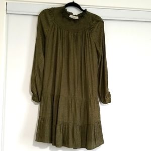 Loft olive green color chiffon dress